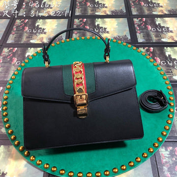 Gucci EC Sylvie Leather Medium Top Handle Bag