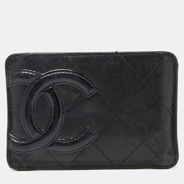 Black Quilted Leather Cambon Ligne Card Holder