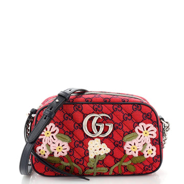 EC Marmont Shoulder Bag Embroidered Diagonal Quilted EC Canvas Small