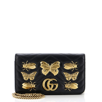 EC Marmont Chain Flap Bag Embellished Matelasse Leather Mini