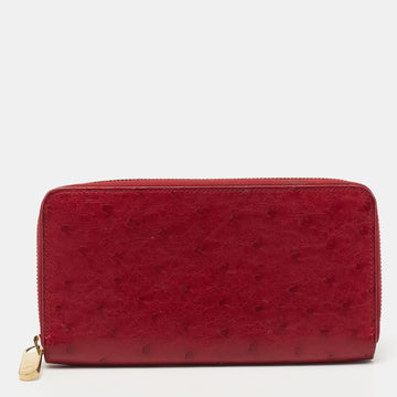 Red Ostrich Zippy Wallet
