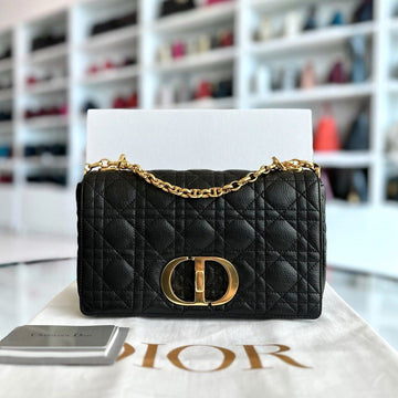 Caro Medium 25CMCannage Calfskin Black GHW