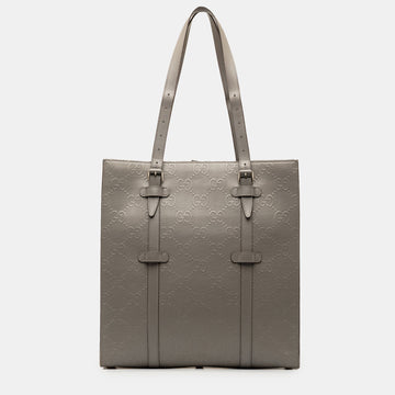 GG Embossed Leather Vertical Tote
