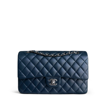 Chanel Classic Flap Medium - 25CM Quilted Lambskin Blue Silver Hardware Series 26