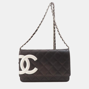 White/Black Leather Cambon Ligne Wallet On Chain