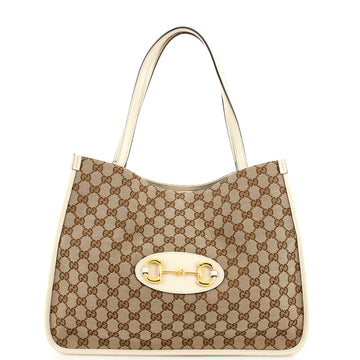 GUCCI Horsebit 1955 Tote GG Canvas Medium