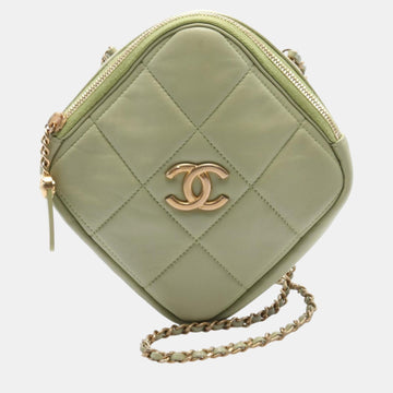 Green Leather Matelasse Shoulder Bag