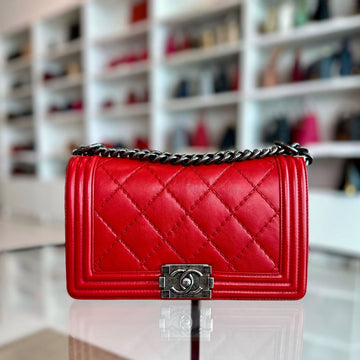 Boy Old Medium 25cm Calfskin Red RSHW No 1