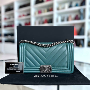 Caviar Boy Old Medium 25CM Chevron Green Blue Leboy RSHW No 24