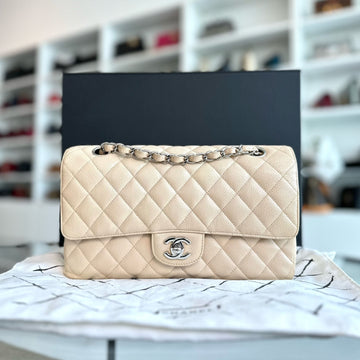 Caviar Double Flap Beige SHW No 20