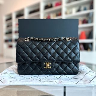 Caviar Double Flap Black GHW No 13