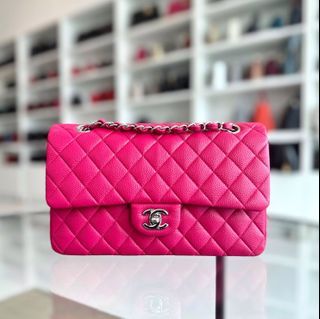 Caviar Double Flap Quilted Calfskin Hot Pink SHW No 18