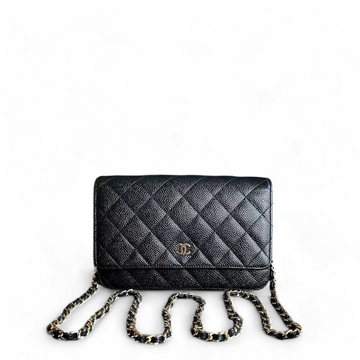 Chanel Caviar WOC Wallet On Chain Quilted Calfskin Black GHW No 18