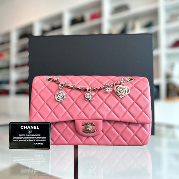 Classic Flap Medium Lambskin Valentine Crystal Heart Special Edition Pink LGHW No 19