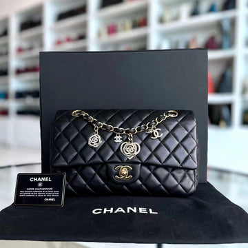 Valentine Quilted Lambskin Black Golden Hardware Series 19