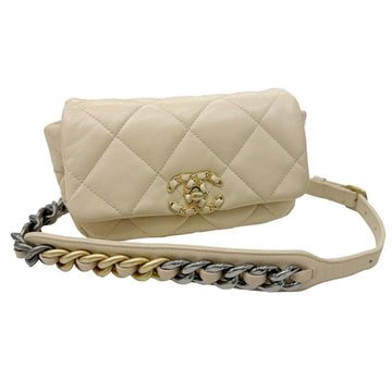 Beige Leather Chanel Shoulder Bag
