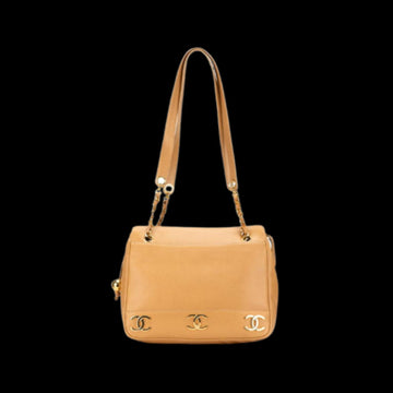 Beige Leather Chanel Shoulder Bag