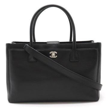 Black Leather Chanel Tote