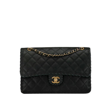 Black Leather Chanel Shoulder Bag