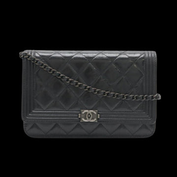 Black Leather Chanel Shoulder Bag