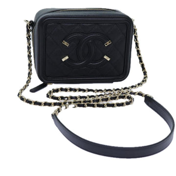 Black Leather Chanel Shoulder Bag