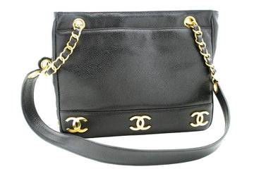 Black Leather Chanel Shoulder Bag