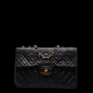 Black Leather Chanel Shoulder Bag