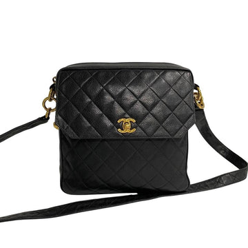 Black Leather Chanel Shoulder Bag
