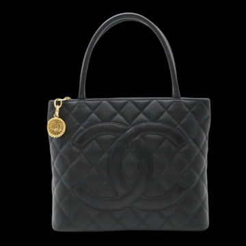 Black Leather Chanel Tote
