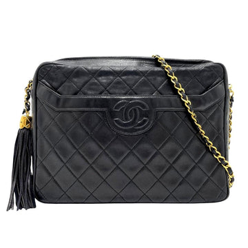 Black Leather Chanel Sports CC Logo