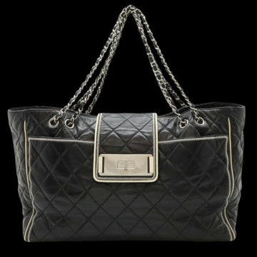Black Leather Chanel Tote