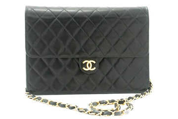 Black Leather Chanel Shoulder Bag