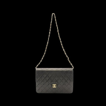 Black Leather Chanel Shoulder Bag