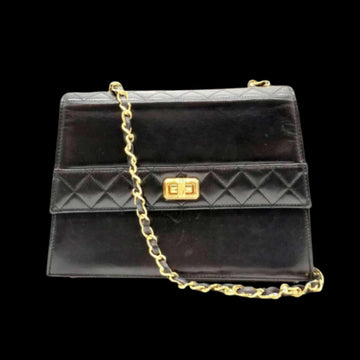 Black Leather Chanel Shoulder Bag