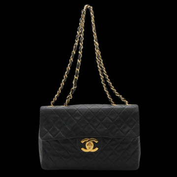 Black Leather Chanel Shoulder Bag