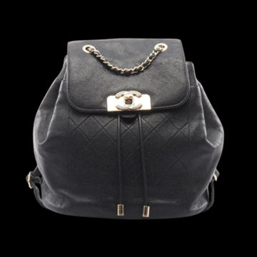 Black Leather Chanel Backpack