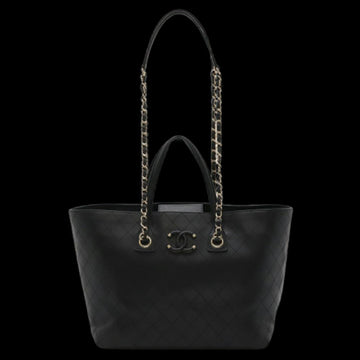 Black Leather Chanel Shoulder Bag