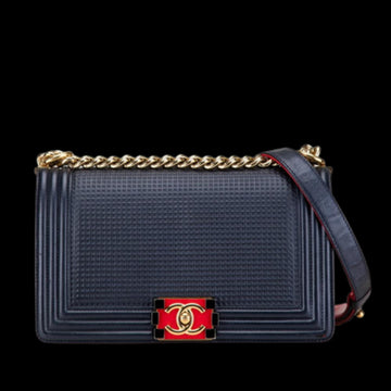 Blue Leather Chanel Boy Bags