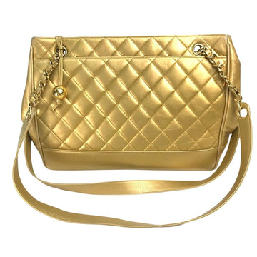 Gold Leather Chanel Shoulder Bag