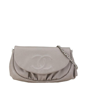 Grey Leather Chanel Crossbody Bag