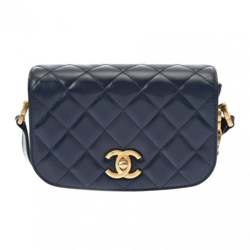 Navy Leather Chanel Shoulder Bag
