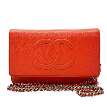 Orange Leather Chanel Sports CC Logo