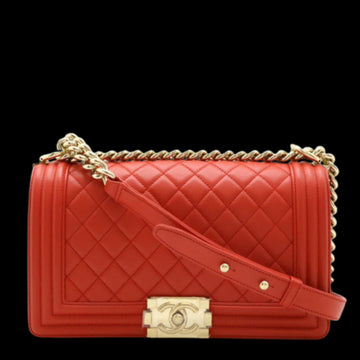 Red Leather Chanel Boy Bags