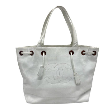 White Leather Chanel Sports CC Logo