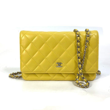 Yellow Leather Chanel Wallet On Chain