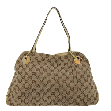 GUCCI EC Canvas Shoulder Bag Beige White 121023  cl571