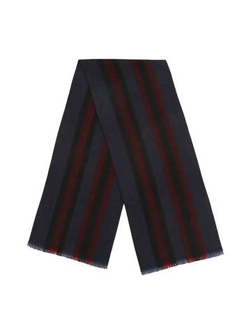 Gucci Stripe Print Wool Muffler Blue