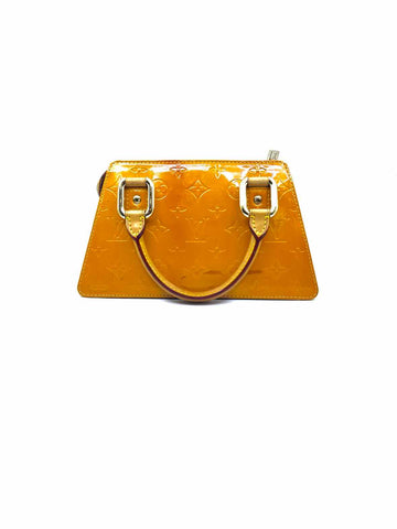 LOUIS VUITTON Forsyth Yellow Orange Patent Leather Monogram Vernis Handbag