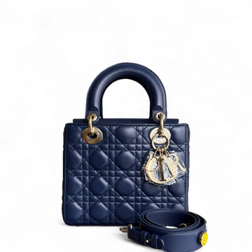 Dior Lady Small - Cannage Lambskin Dark Blue Gold Hardware