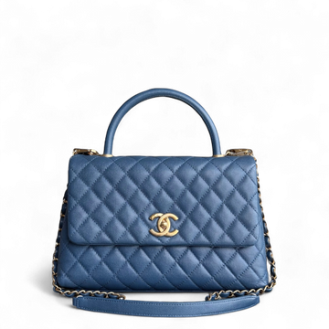 Chanel Coco Handle Medium - Caviar Quilted Blue Grained Calfskin Gold Hardware Series 24